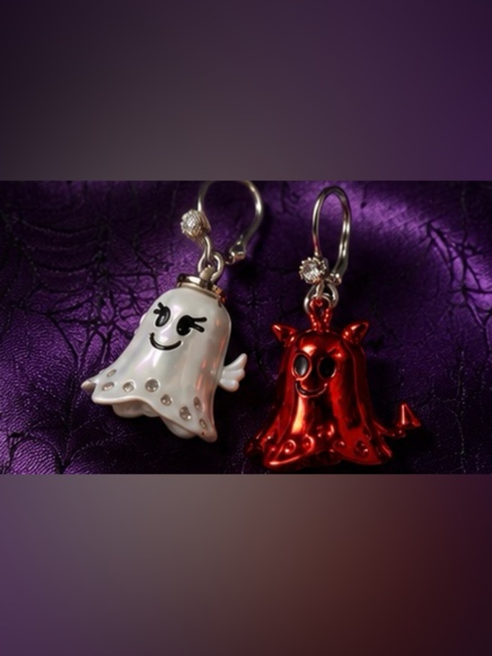 Authentic Betsey Johnson Angel & Devil Ghost Halloween Dangle Earrings NIB 🖤🕷️🧡